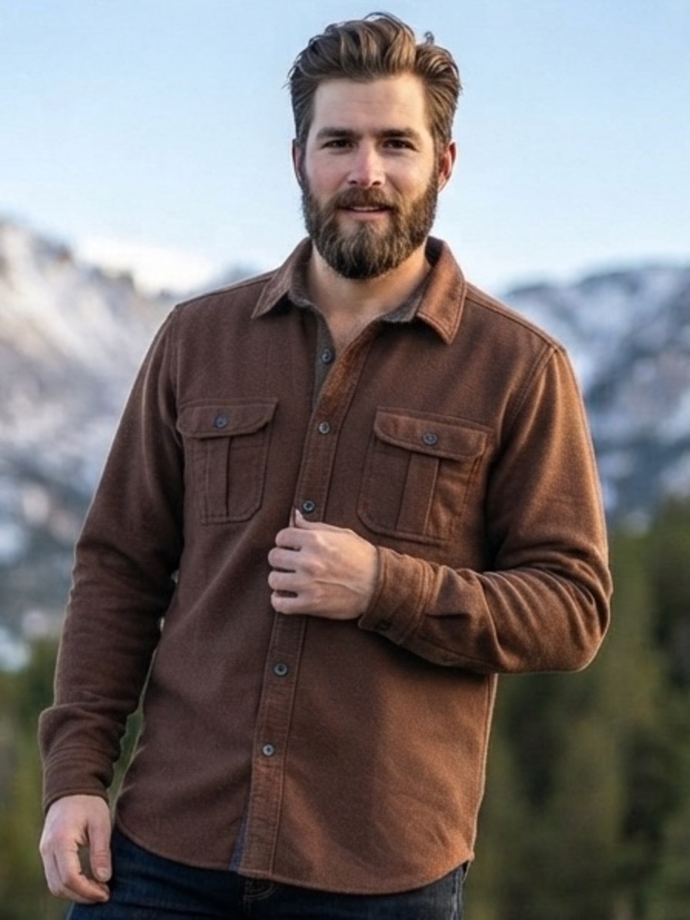 Dakota Grizzly Heavyweight Brown Flannel Button-Down Shirt Men's Large L